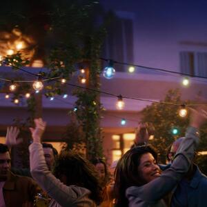 Philips Hue LED reťaz Festavia Globe 14 m 20 ks IP65, Čierna, kov, Moderný