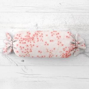 Biante Vankúš valec bonbon Sandra SA-633 Ružové čerešňové kvety na bielom 15x40 cm