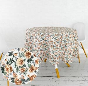 Ervi bavlnený obrus na stôl okrúhly - Kvitnúce ruže