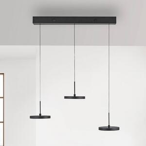 JUST LIGHT. GmbH LED závesné svietidlo Plata, čierne, 3-pl., 3 000 K, Čierna, Obývacia izba / jedáleň, kov, Moderný, Závesné svietidlo