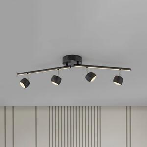 JUST LIGHT. LED stropné bodové svetlá Jarik, 4-pl., čierny, 3 000 K, Čierna, Obývacia izba / jedáleň, kov, Moderný, Stropné svetlo