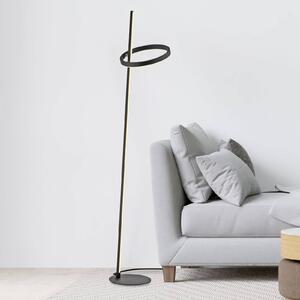 JUST LIGHT. LED stojacia lampa Ritus čierne železo stmievač 3 000 K, Čierna, Obývacia izba / jedáleň, kov, Moderný