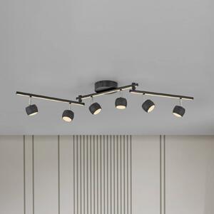 JUST LIGHT. LED stropné bodové svetlá Jarik, 6-pl., čierny, 3 000 K, Čierna, Obývacia izba / jedáleň, kov, Moderný, Stropné svetlo