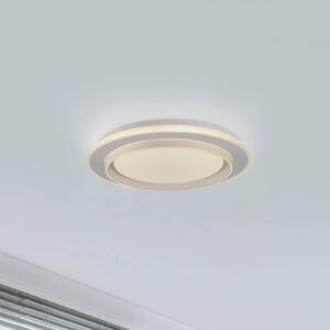 JUST LIGHT. stropné LED svetlo Lago Ø 40 cm biele diaľkové ovládanie, Biela / opálová, Obývacia izba / jedáleň, kov, Moderný, Závesné svietidlo