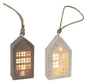 Závesná plstená dekorácia 15cm domček LED