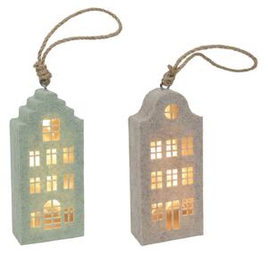 Závesná plstená dekorácia 15cm domček LED