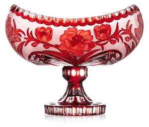 Bohemia Crystal Ručne brúsená misa na nohe Sakura Rubín 305mm