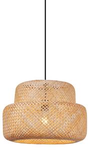 Japonská závesná lampa čierna s bambusom - Kea