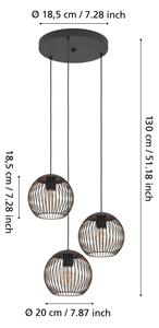 Eglo 901871 - Závesný luster ALMANZORA na lanku 3xE27/60W/230V, čierny
