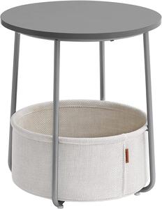 VASAGLE Okrúhly odkladací stolík s textilným košom sivý