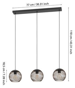 Eglo 901869 - Závesný luster ALMANZORA 3xE27/60W/230V, čierny