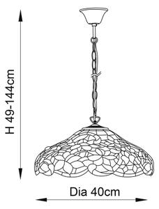 Endon 64325 - Luster na reťazi Tiffany SULLIVAN 1xE27/60W/230V priemer 40 cm