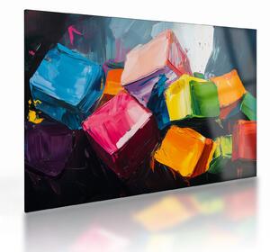 Sklenený obraz - Farebné kocky (70x50 cm)