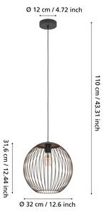 Eglo 901868 - závesné svietidlo ALMANZORA 1xE27/60W/230V čierne