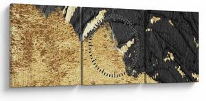 Obraz - Zlatá štruktúra N⁰1 (s hodinami) (90x30 cm)