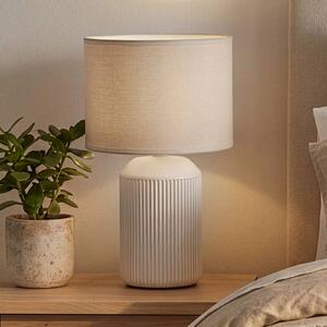 Briloner Stolová lampa Ino, biela, výška 38 cm, keramika, textil, Biela / opálová, Obývacia izba / jedáleň, Keramický, Škandinávsky, Stojacie svietidlo