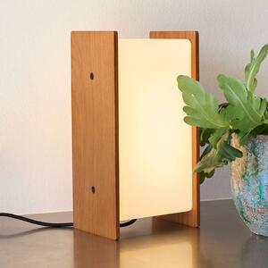 Hübsch Krásna stolová LED lampa Sabi, drevo/opálovo biela, výška 25 cm, Biela / opálová, Obývacia izba / jedáleň, Drevo, Dizajn, Stojacie svietidlo
