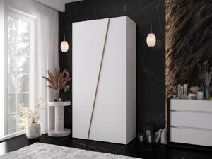Mirjan24 Moderná skriňa Grelipt 100 cm, Farby: biela / biela + zlatá 5903211531705