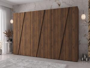 Mirjan24 Moderná skriňa Grelipt 300 cm, Farby: orech warmia / orech warmia + čierna 5903211531996