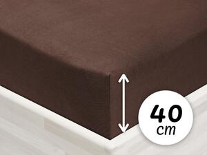 Jersey napínacie prestieradlo na extra vysoký matrac JR-026 Čokoládovo hnedé 80 x 200 - výška 40 cm