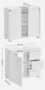 VASAGLE Kúpeľňová skrinka - biela - 30x70x64 cm