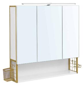 VASAGLE Kúpeľňová skrinka nástenná - biela / zlatá - 70x14, 5x70 cm