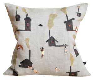 Ľanový poťah na vankúš Sauna Embroidered 45 × 45 cm