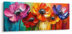 Obraz - Päť pestrofarebných kvetov (120x50 cm)
