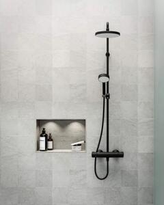 Hansa MICRA sprchový systém s hlavovou sprchou s termostatom na stenu chróm a 3-prúdovou ručnou sprchou, matná čierna 443501303