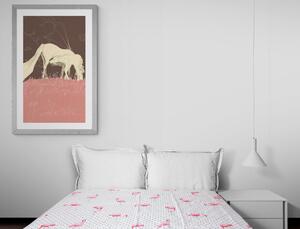 Plagát s paspartou kôň na ružovej lúke - 20x30 white