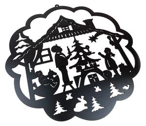 Veselá Stena Drevená nástenná dekorácia Vianočná atmosféra čierna