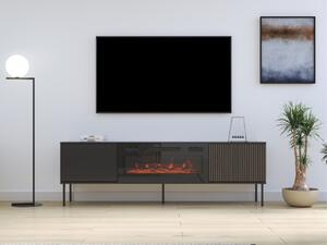 Mirjan24 TV stolík/skrinka s krbom Kebrex 05, Farba: čierna / čierna + orech 5903211529078