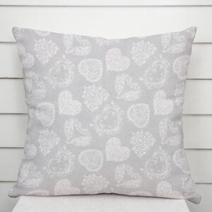 Biante Dekoračná obliečka na vankúš PML-071 Srdce s ornamentami na sivom 30 x 50 cm