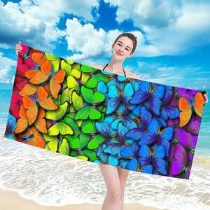 Plážová osuška s krásnym motívom motýľov 100 x 180 cm Modrá