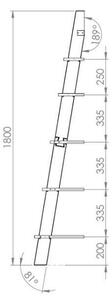 Rebríkový regál ASHME 45x35x180cm - jaseňový regál / ružový