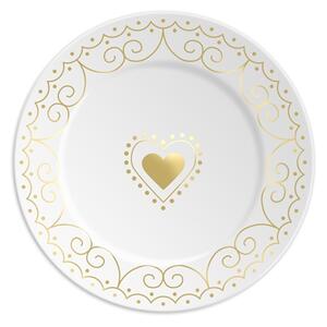 Porcelánový tanierik so zlatým srdcom