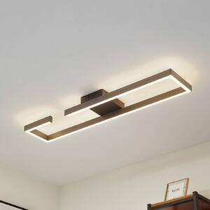Lucande Stropné svietidlo LED Yvor, 100 cm, čierna farba, hliník, Čierna, Obývacia izba / jedáleň, Hliník, Moderný, Stropné svetlo