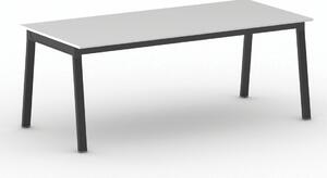 Rokovací kancelársky stôl PRIMO BASIC, 200x90 cm, čierna podnož, biela