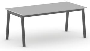 Rokovací kancelársky stôl PRIMO BASIC, 180x90 cm, čierna podnož, sivá