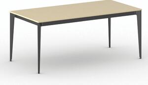 Rokovací kancelársky stôl PRIMO ACTION, 180x90 cm, čierna podnož, breza
