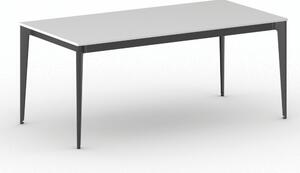 Rokovací kancelársky stôl PRIMO ACTION, 180x90 cm, čierna podnož, biela