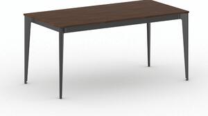 Kancelársky stôl PRIMO ACTION, čierna podnož, 1600 x 800 mm, orech