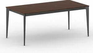 Kancelársky stôl PRIMO ACTION, čierna podnož, 1800 x 900 mm, orech