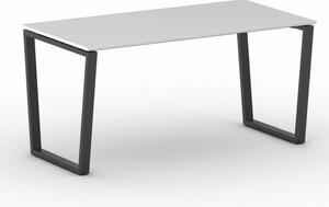 Kancelársky stôl PRIMO IMPRESS, čierna podnož, 1600 x 800 mm, biela
