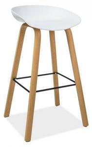 Barová stolička STING, 43x82x46, biela/dub