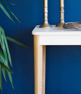 Konzolový stolík ASHME 85x35cm - jaseňové drevo petrolejovo modrá