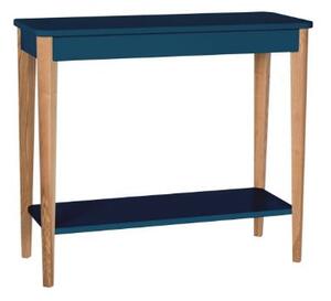 Konzolový stolík ASHME 85x35cm - jaseňové drevo petrolejovo modrá