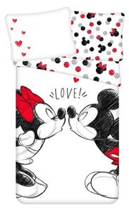 Detské obliečky MICKEY & MINNIE KISS biele Rozmer obliečok: 70 x 90 cm | 140 x 200 cm