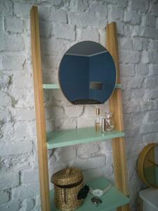 ASHME Rebríkový regál so zrkadlom 45x35x180cm - Mint