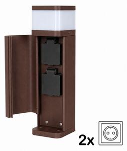 BRILAGI - Vonkajšie svietidlo s 2 zásuvkami SCHUKO PILLAR 1xG9/11W/230V IP44 hnedé